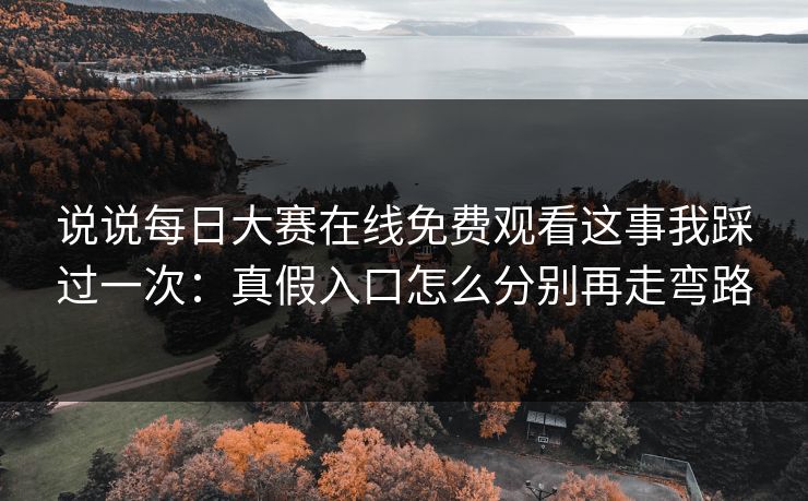 说说每日大赛在线免费观看这事我踩过一次：真假入口怎么分别再走弯路