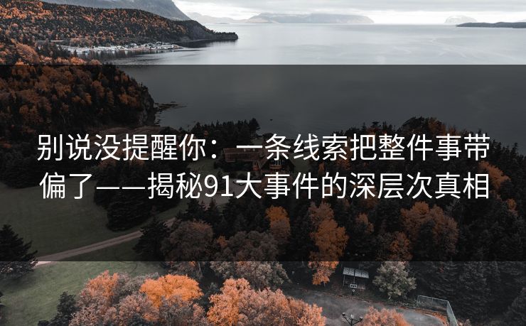 别说没提醒你:一条线索把整件事带偏了——揭秘91大事件的深层次真相 别说没提醒你:一条线索把整件事带偏了——揭秘91大事件的深层次真相